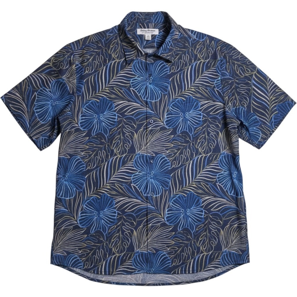 Tommy Bahama The Bahama Coast Mens Large Blue Floral Performance Shirt ST326005